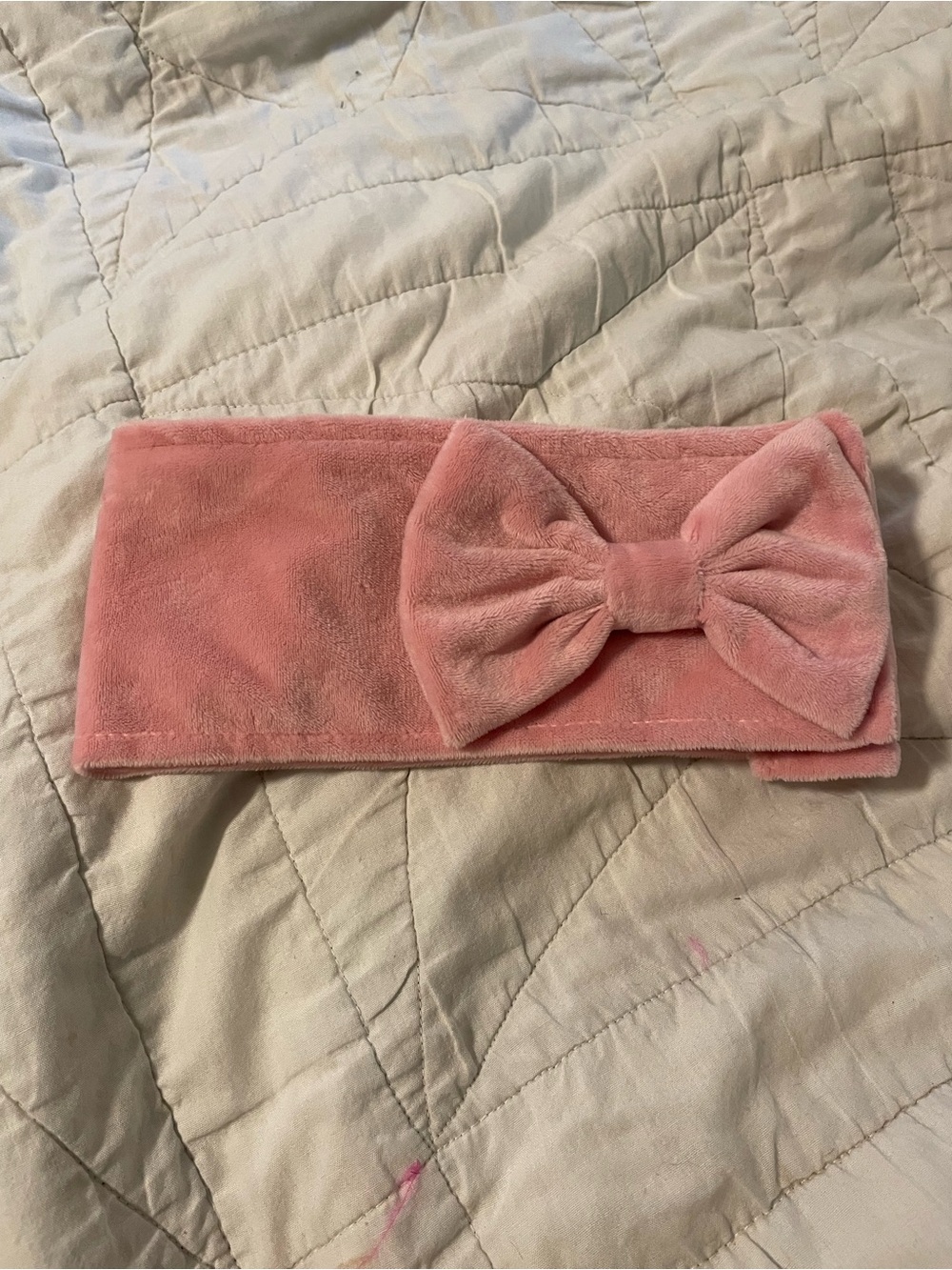 Plush Bow Stretch Headband for Kids - Soft Pink